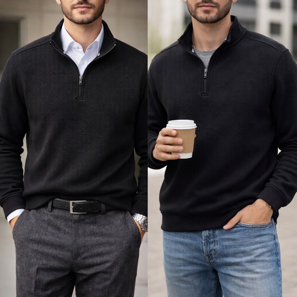 Walter Hagen Men's Clubhouse Midweight 1/4 Zip Up, Black